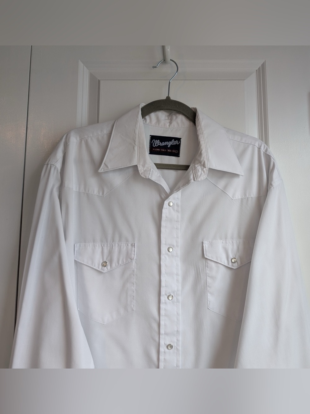 Vintage Wrangler Men's White Pearl Snap Button Down Shirt Size 16.5-35/Large - Picture 2 of 11